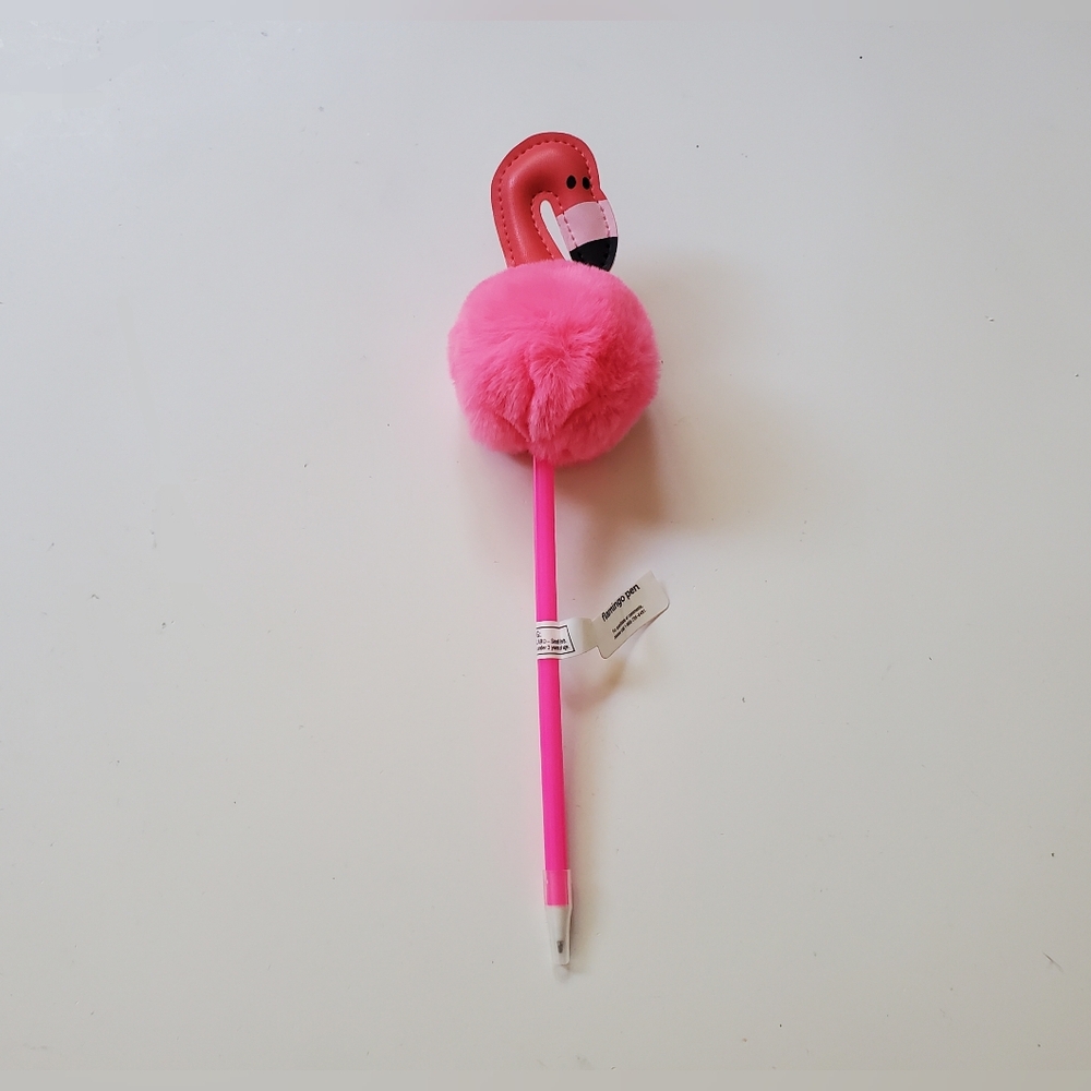 Pink Flamingo Pom Pom Ballpoint Pen Brand New